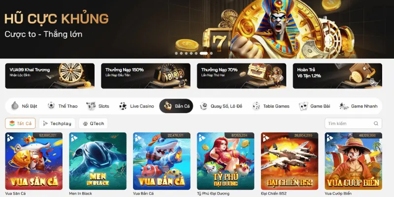 Vua99 cổng game bắn cá với giao diện hấp dẫn